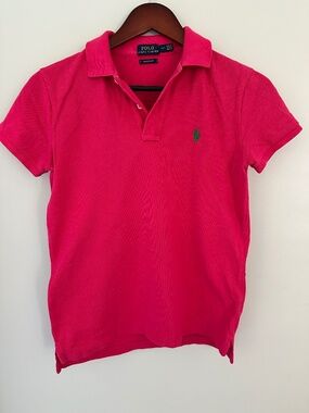 Polo by Ralph Lauren Hot Pink Polo Shirt with Green Logo Classic Fit SZ Small